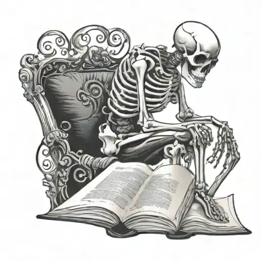 Skeleton Reading A Book Open In Front