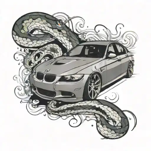 E90 Bmw With Snake Wrapped