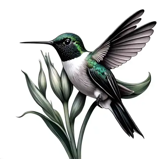 Hummingbird Sitting On An Iris Flower