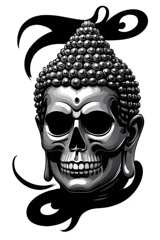 Buddha Head Cover Up Turned Into Skull