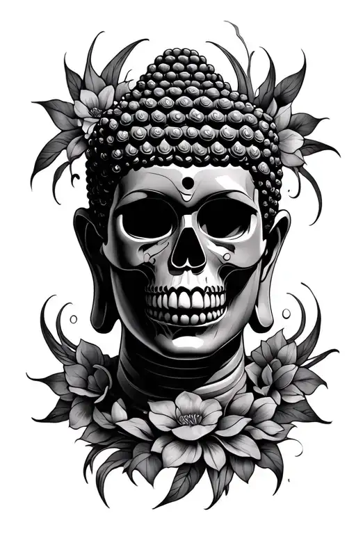 Buddha Head Cover Up Turned Into Skull Surrounded
