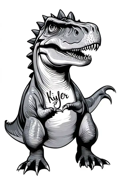 A Dinosaur With The Name Kiyler In The Outline Of The Body