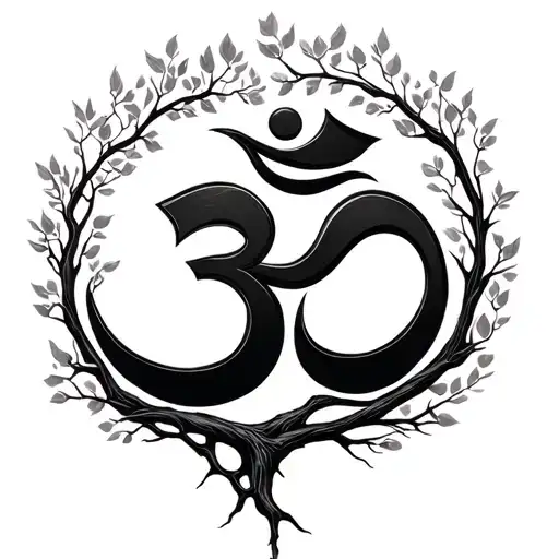 Om Symbol With Tree Intertwined
