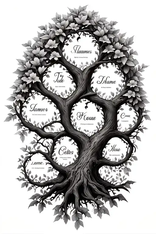 Family Tree Including 5 Kids Names Intertwined Vines
