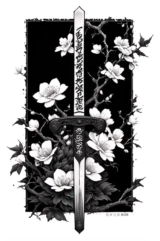 Katana With Sakura Flowers