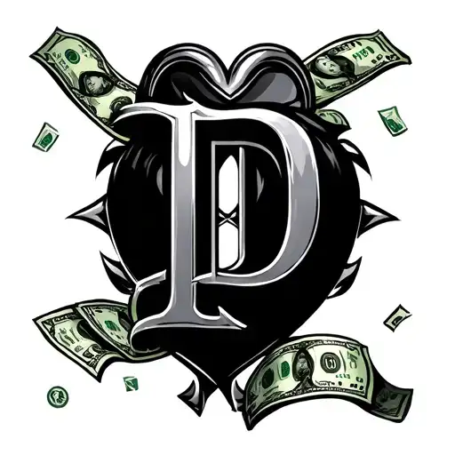 Capital D With Money Sign And Heart