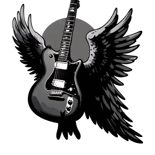 Guitar With Angel Wings Spread
