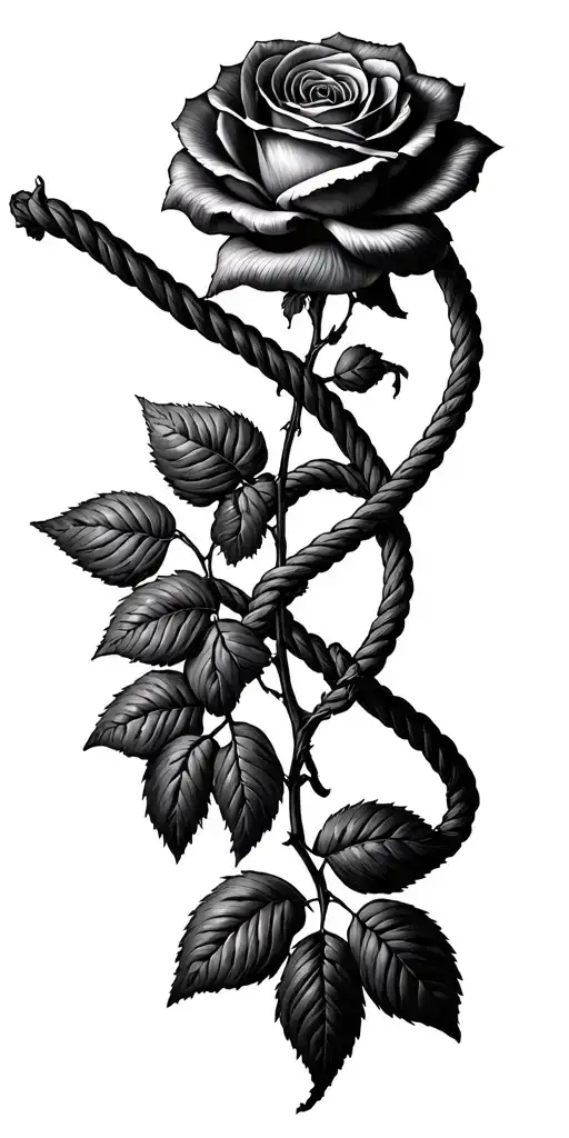 Rope And Rose Vine Wrapping Itself