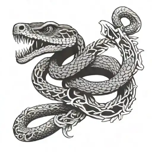 Snake For The Spine With Nordic Mythology Elements