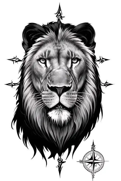 Compass With A Lion And Black Panther