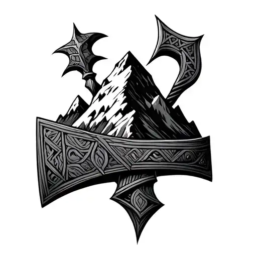 Mountain Inside Of Nordic Thors Hammer