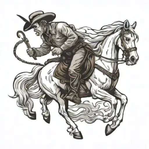 Death Dressed As A Cowboy Riding A White Horse