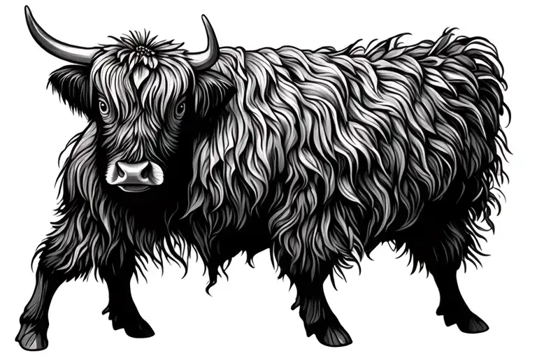 Flowers Chicken Highland Cow