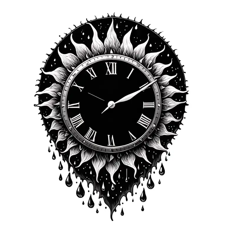 Sun Clock Face Surrounded My Rain