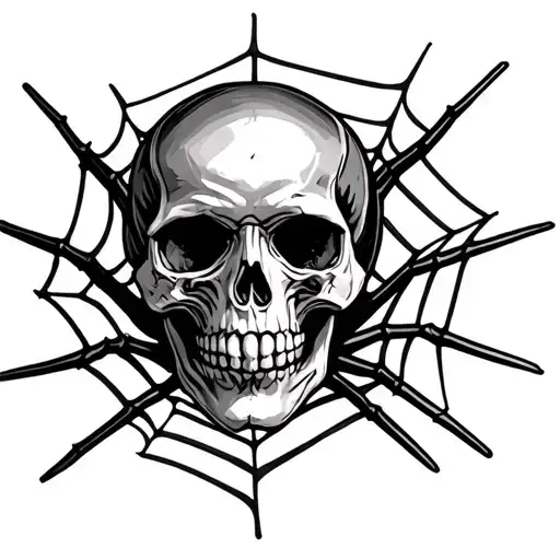 Skull With Spider And Web