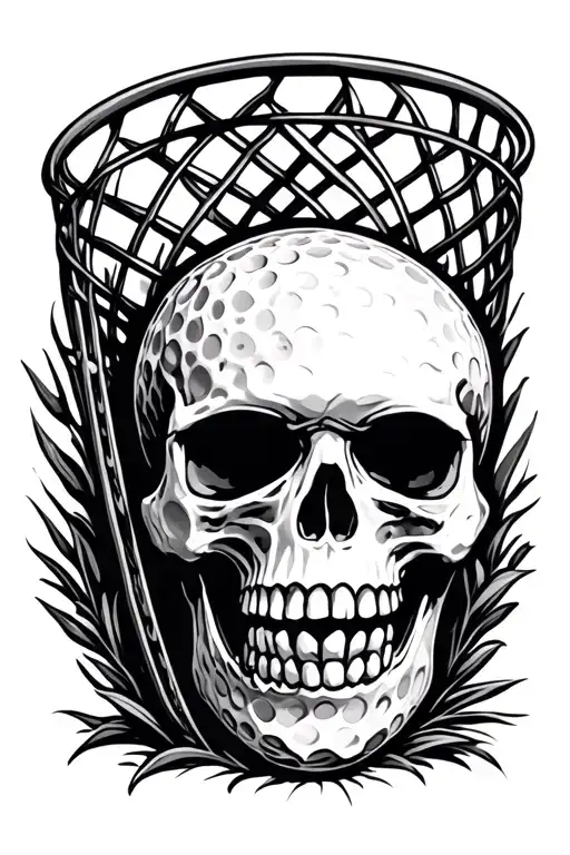 Disc Golf Basket And Skull