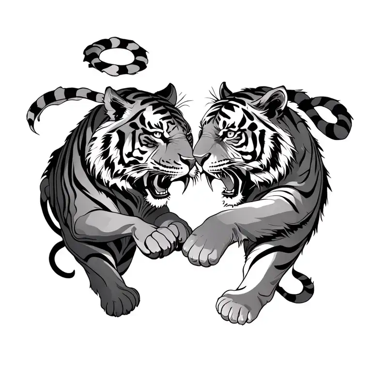 Pyton And Tiger In Battle With Each Other