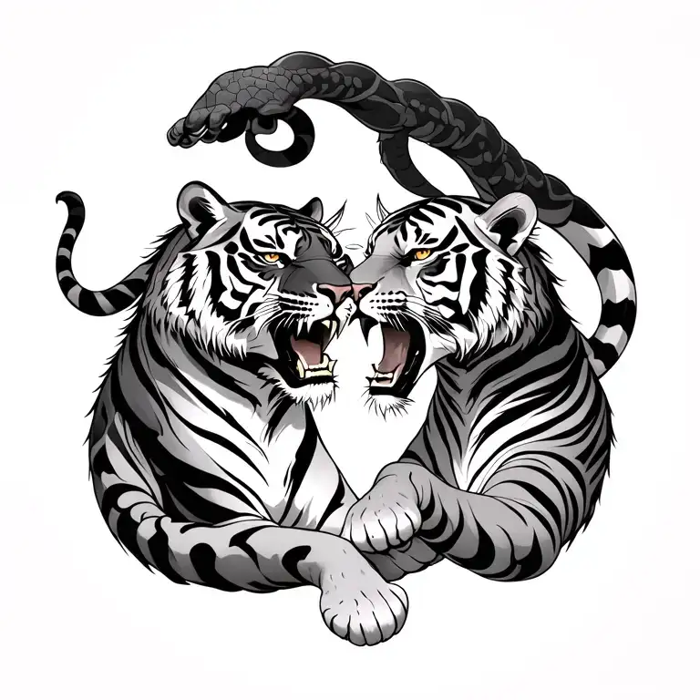 Pyton And Tiger In Battle With Each Other