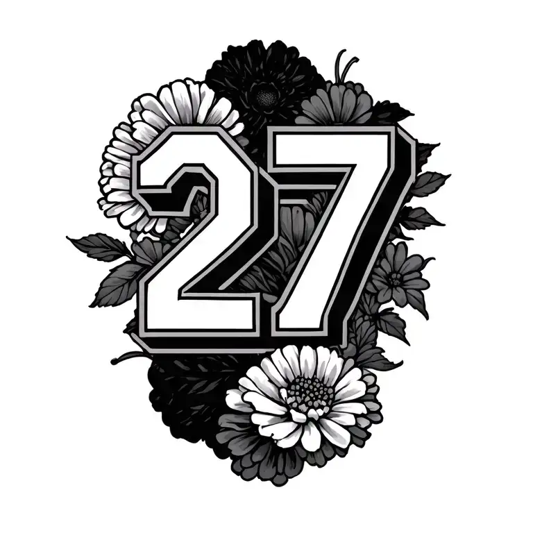 Varsity Number 27 With Marigolds