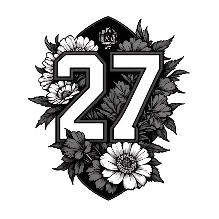 Varsity Number 27 With Marigolds