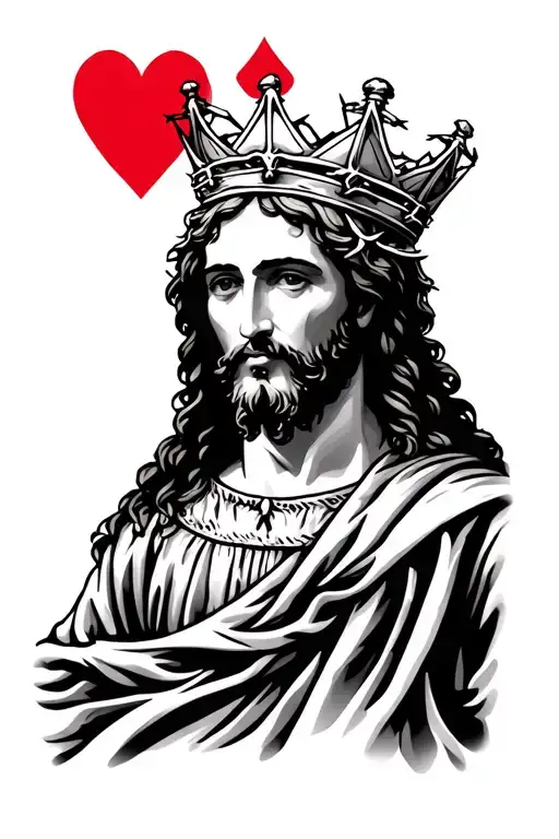King Of Hearts With Jesus Wearing A Crown Of Thorns As The King