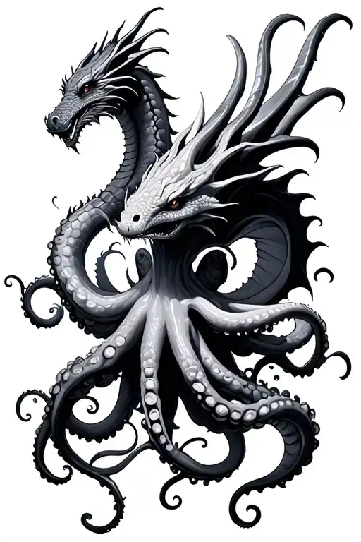 Octopus And Dragon Intertwined