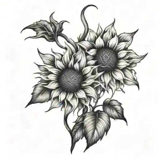 Interlinked Word Tattoo Into A Sunflower