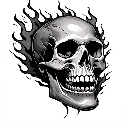 Skull With Fire Flames