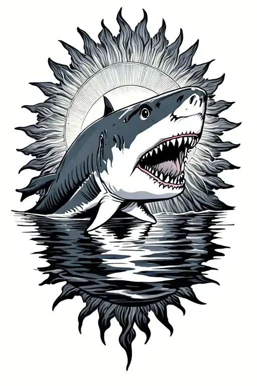 Sun With Shark In The Background Looking
