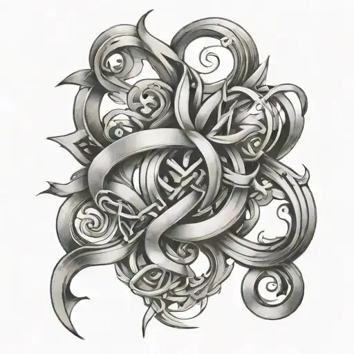 Interlinked Word Tattoo Design