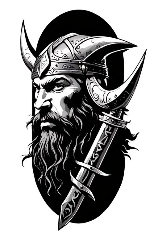 Viking Warrior With Runes Around It