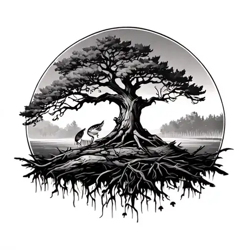 Oak Tree Hunting And Fishig