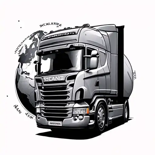 Scania 142 With Europe Globe Surrounded