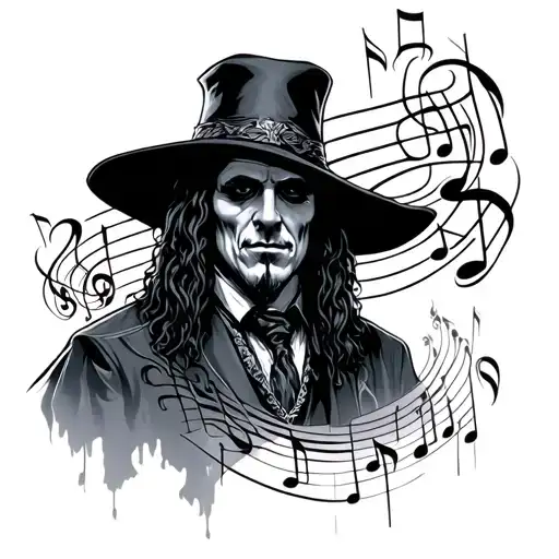 Undertaker With Music Notes Swirling