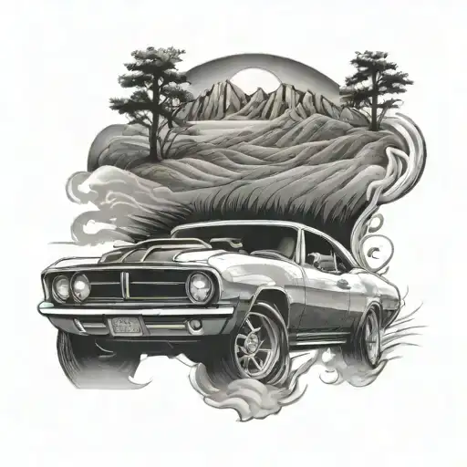 Muscle Car Driving In Rolling Hills