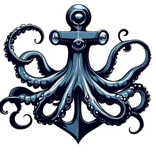 Navy Octopus Anchor Intertwined Representing