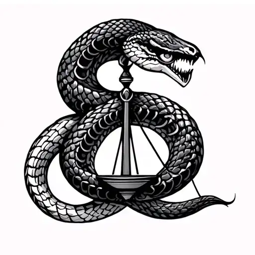 Tribal Libra Scales With Snake Coiled