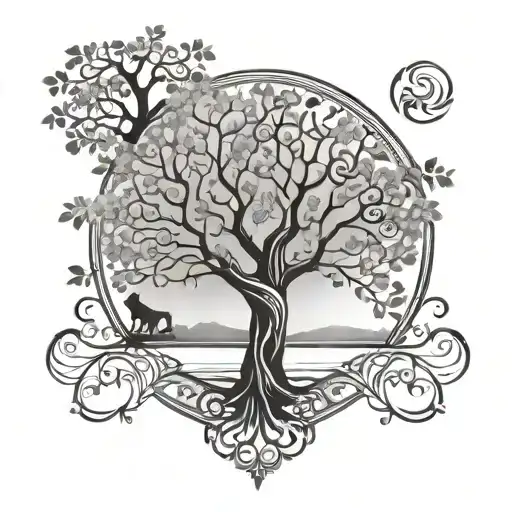 Tree Of Life 4 People And Dog Sign