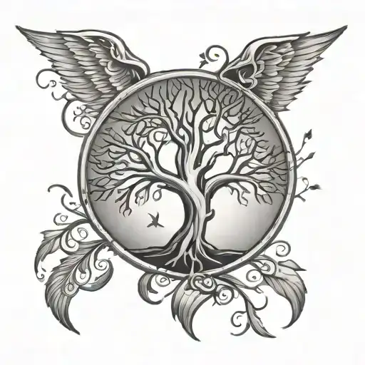 Tree Of Life With 5 Branches Including One With A Star For A Deceased Dog