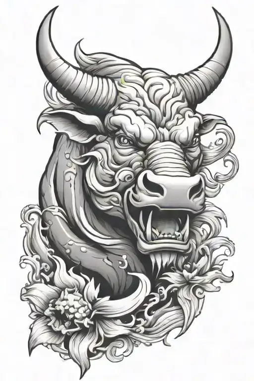 Angry Bull With Koi Fish