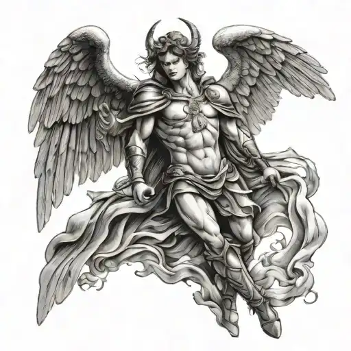 Biblical Archangel Michael Defeating Lucifer Morningstar