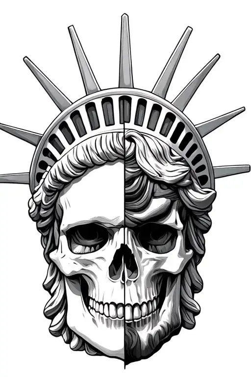 Half Skull Half Statue Of Liberty