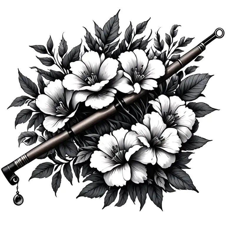 Fishing Pole And Flowers Wrapped