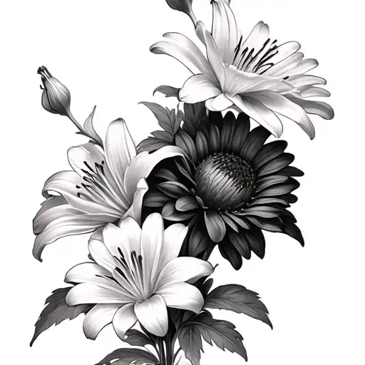 Chrysanthemums And Lily Of The Vallet