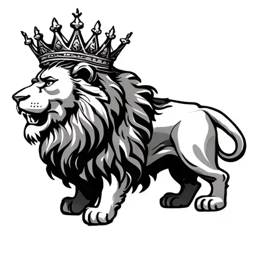 English Lion Wearing A Crown