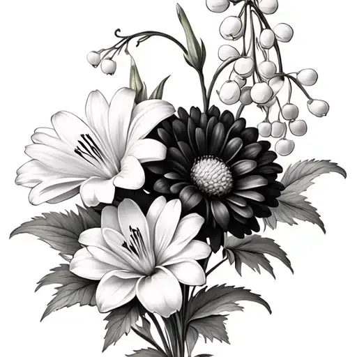 Chrysanthemums And Lily Of The Valley Flowers