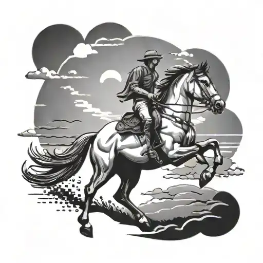 Man Riding A Horse Into The Sunset