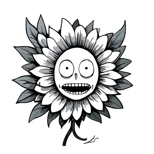 Rick And Morty Flowers And Space Surrounded Like Art With Minimal Shading