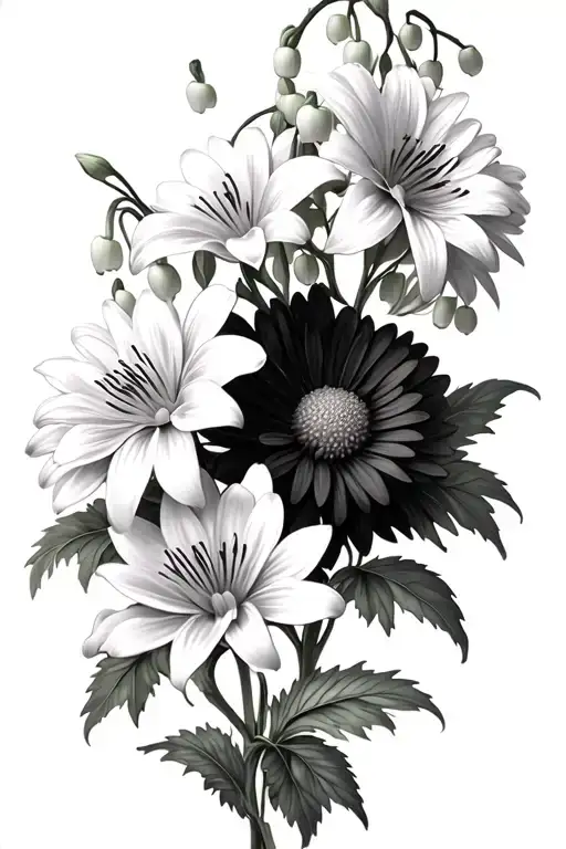 Chrysanthemums And Lily Of The Valley Flowers