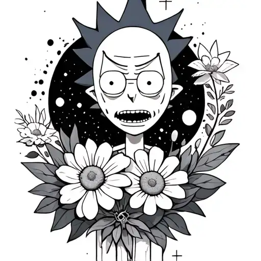 Rick And Morty Flowers And Space Surrounded Like Art
